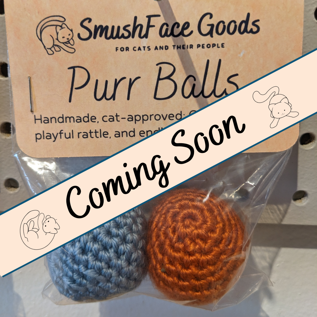 Purr Balls, Hand Crochet Cat Toy w/ Rattle