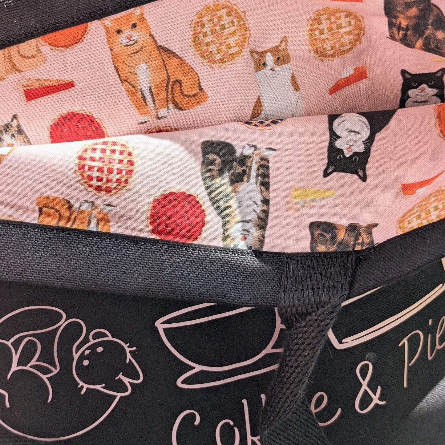 Cats, Coffee & Pie Canvas Tote Bag With Fabric Lining