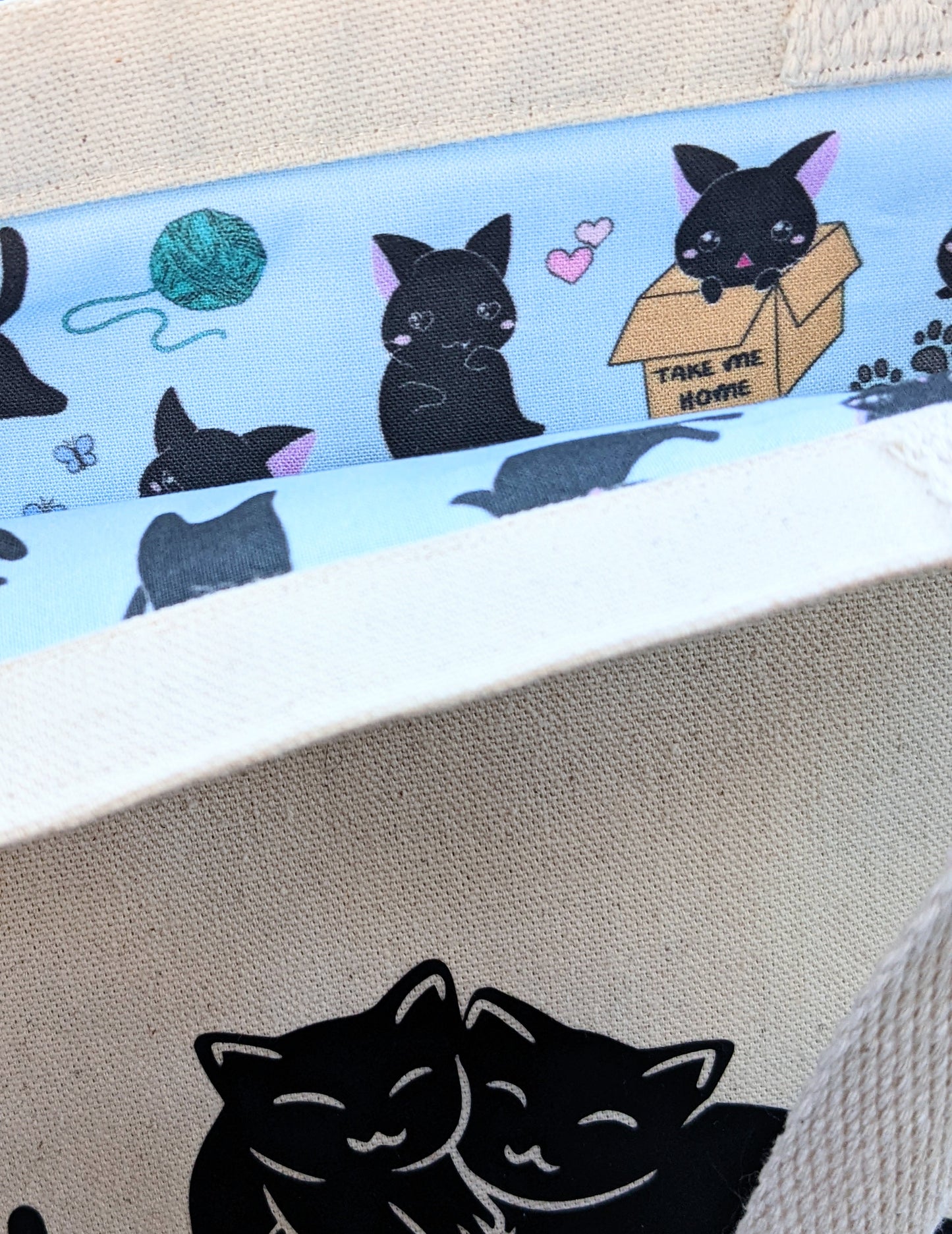Cat Mom Canvas Tote Bag With Fabric Lining