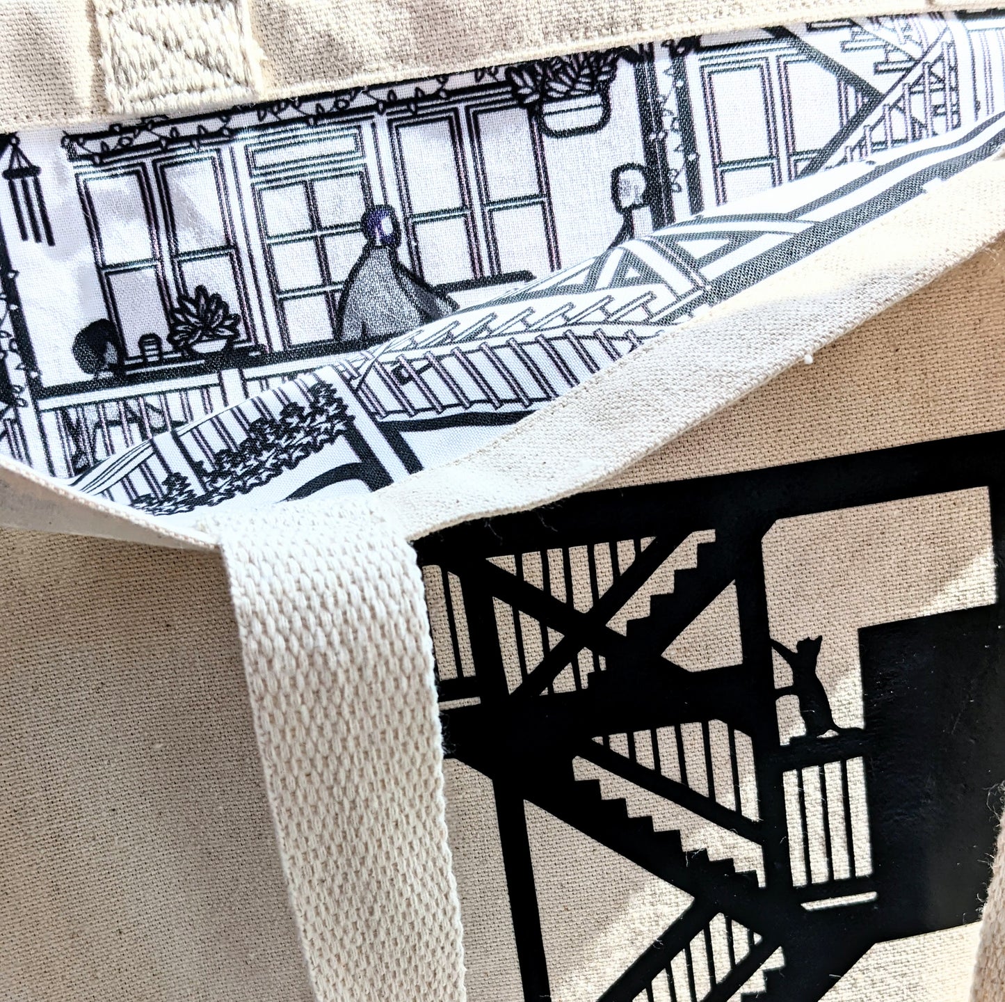 Chicago Back Porch Canvas Tote Bag With Fabric Lining