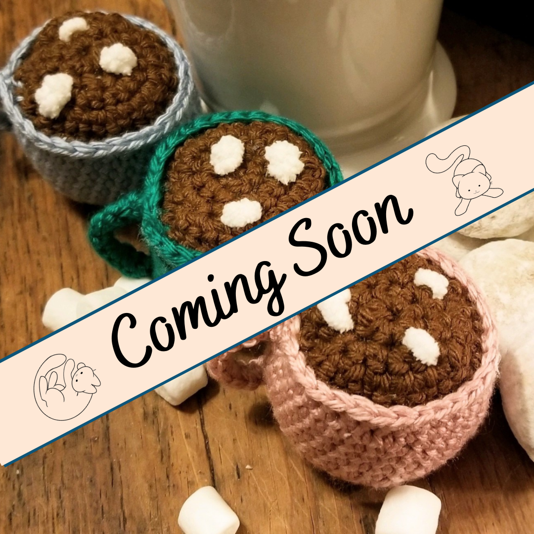Hot Chocolate Catnip Mug w/ Rattle, Hand Crochet Cat Toy