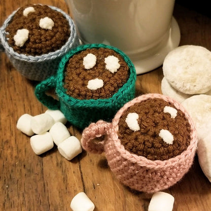 Hot Chocolate Catnip Mug w/ Rattle, Hand Crochet Cat Toy