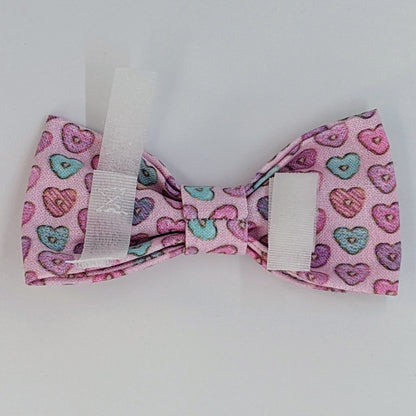 Donut Hearts Pink Print Pet Bow