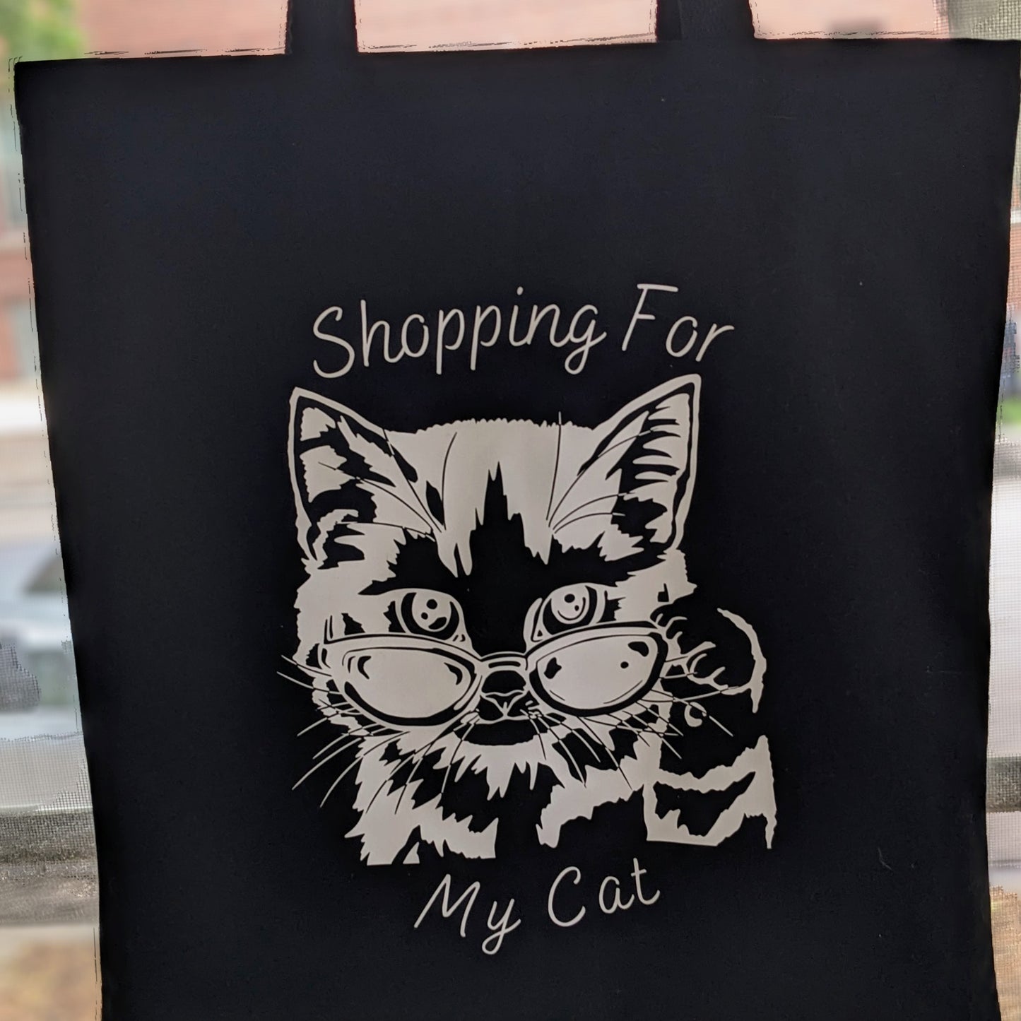 Shopping For My Cat Canvas Tote Bag With Fabric Lining
